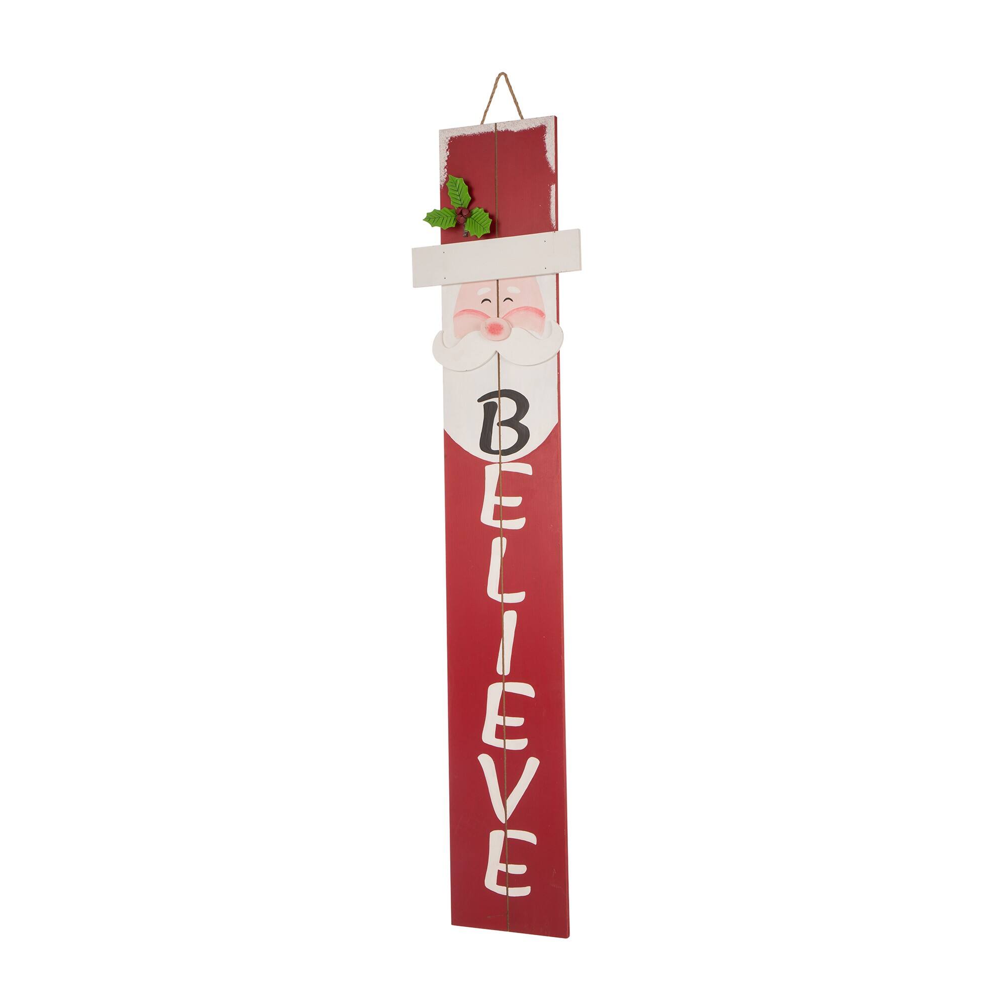 Glitzhome® 3.5ft. Wooden Believe Santa Porch Sign